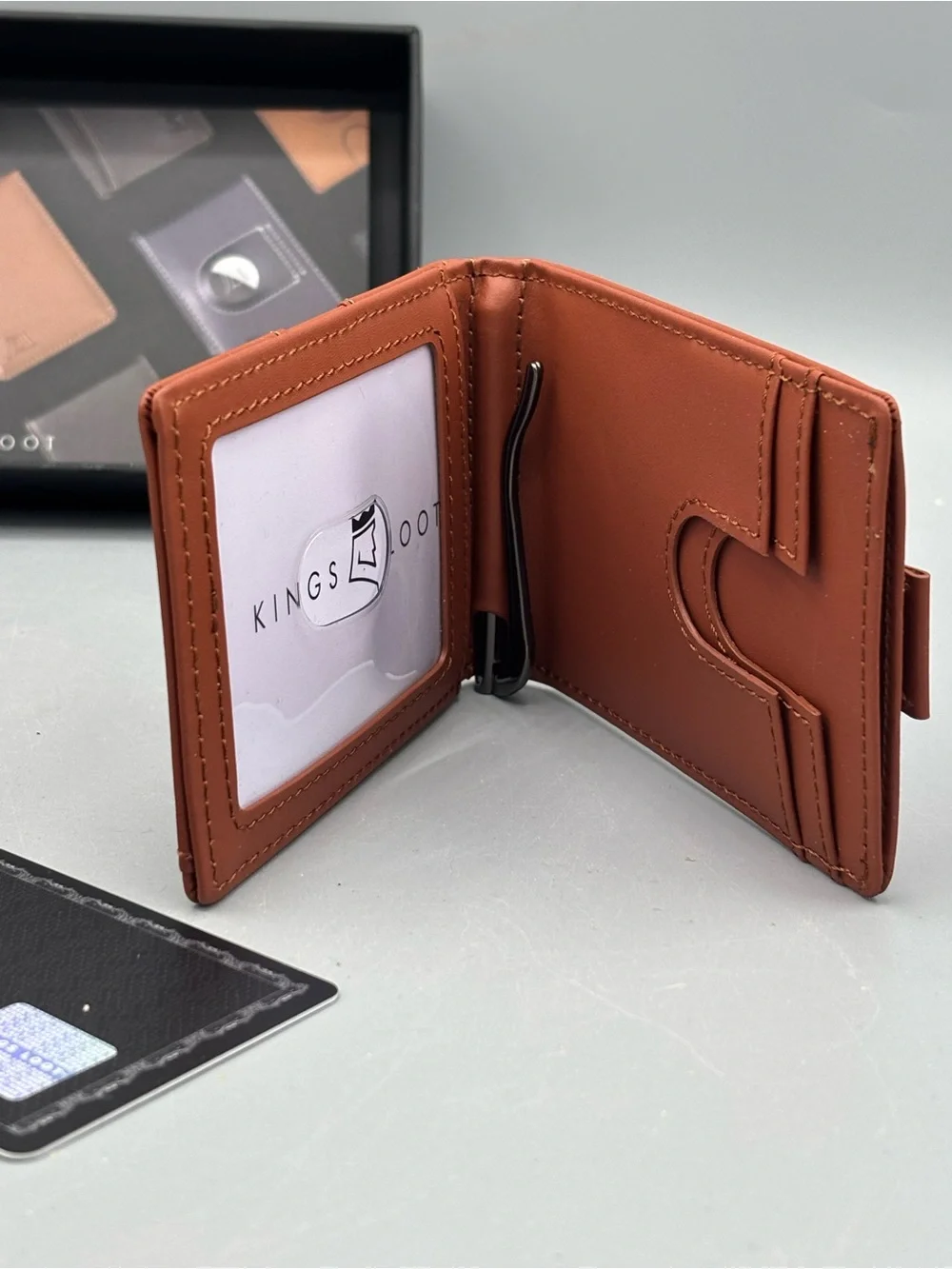 NIB Kings Loot brown full grain leather money clip slim minimalist wallet
